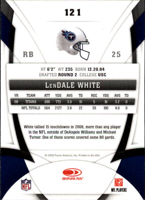 2009 Certified #121 LenDale White back image