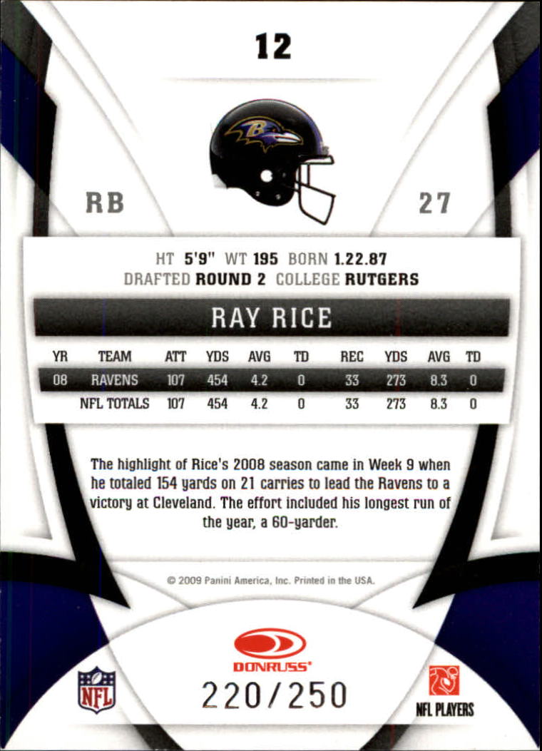 2009 Certified Mirror Red #12 Ray Rice back image