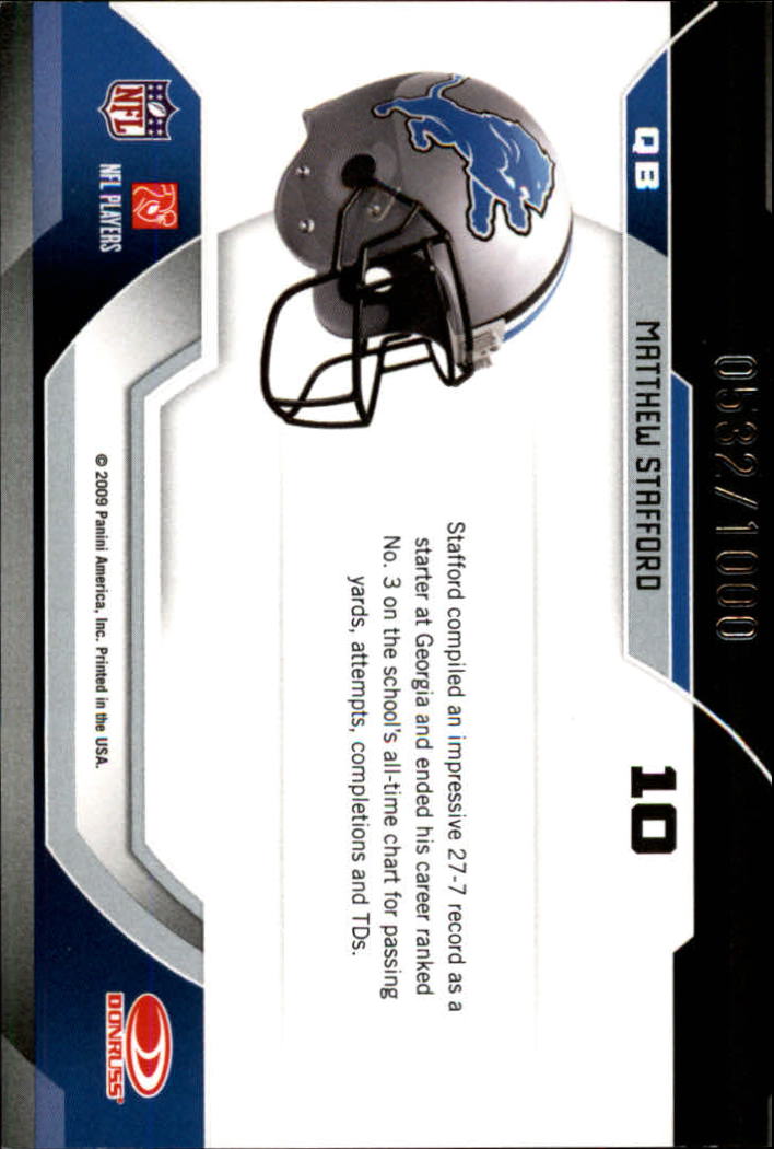 2009 Certified Certified Potential #10 Matthew Stafford back image