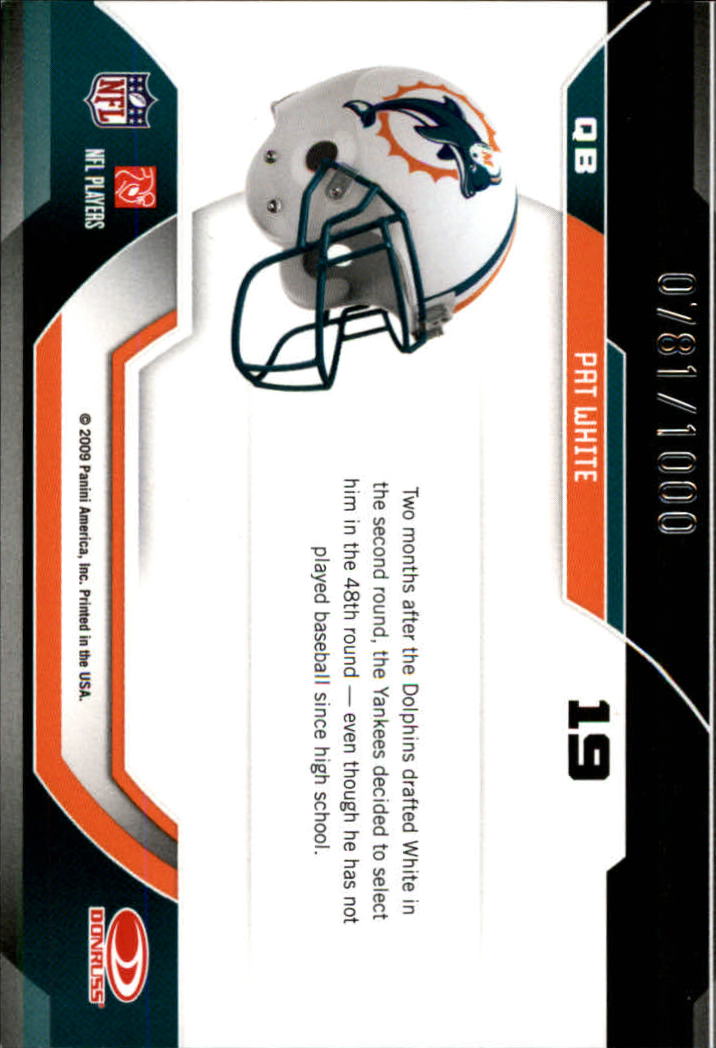 2009 Certified Certified Potential #19 Pat White back image