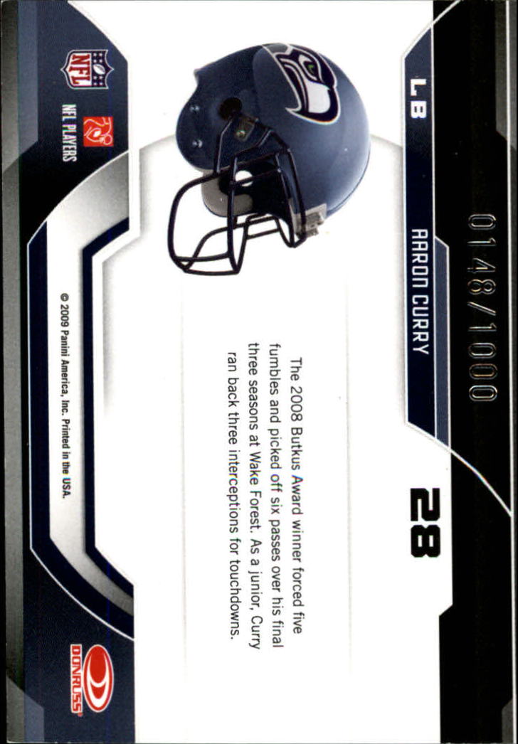 2009 Certified Certified Potential #28 Aaron Curry back image