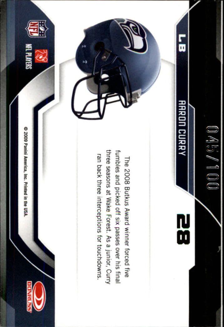 2009 Certified Certified Potential Red #28 Aaron Curry back image