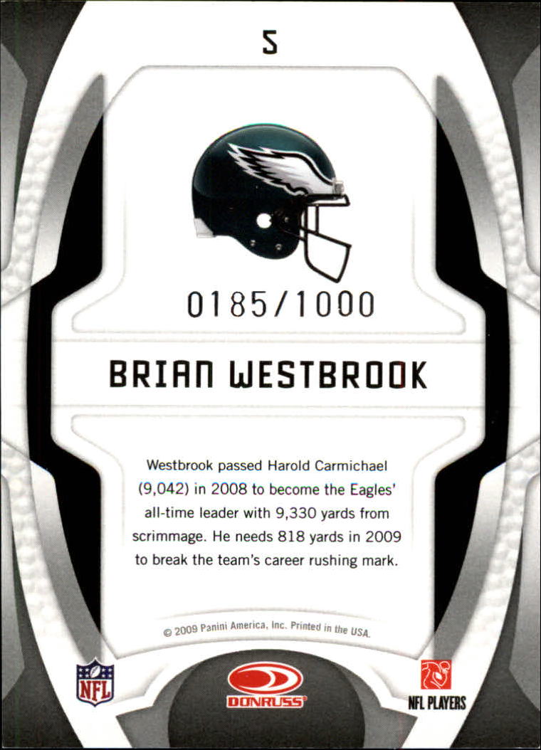 2009 Certified Gold Team #5 Brian Westbrook back image