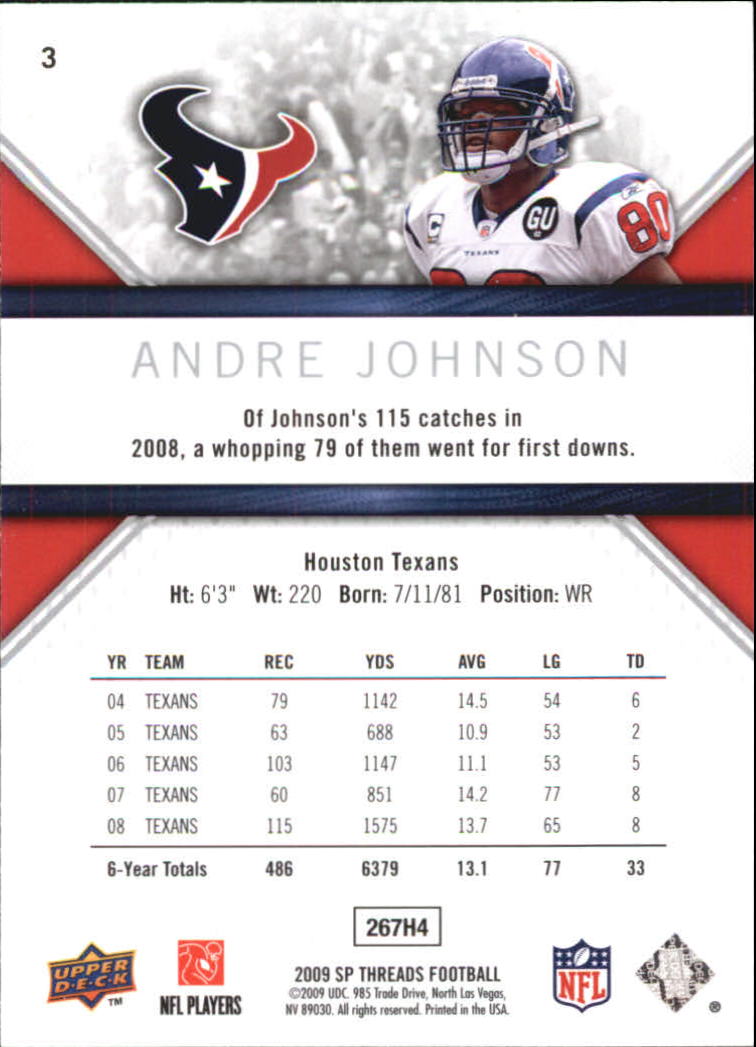 2009 SP Threads #3 Andre Johnson back image