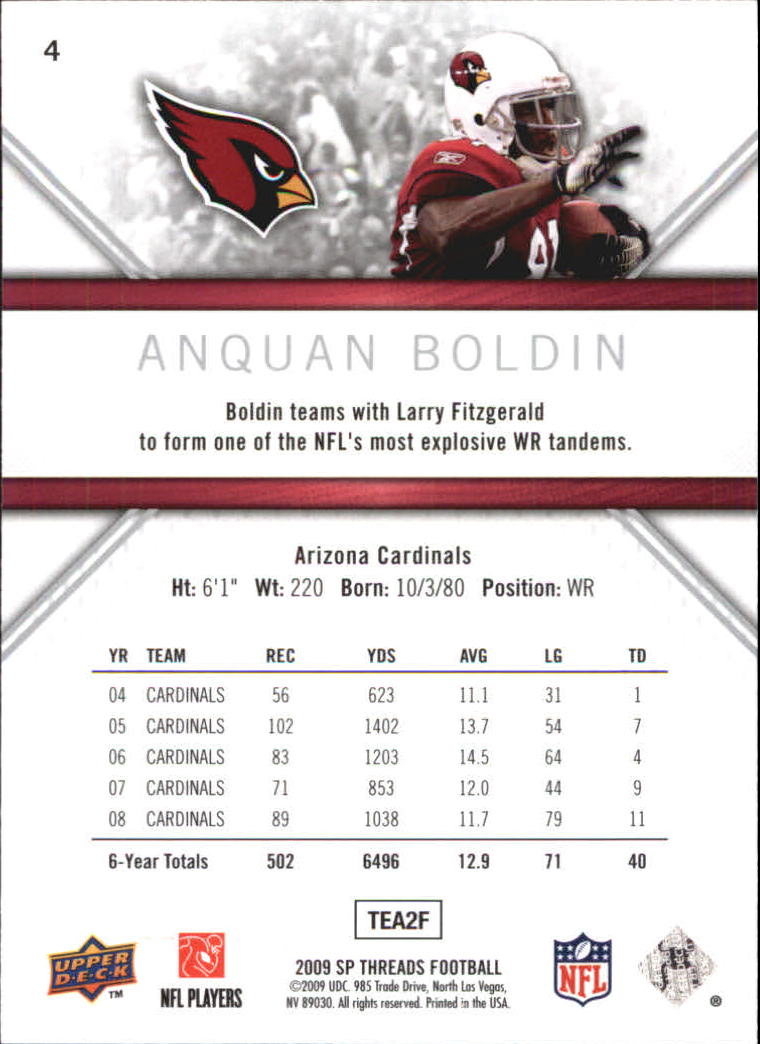 2009 SP Threads #4 Anquan Boldin back image