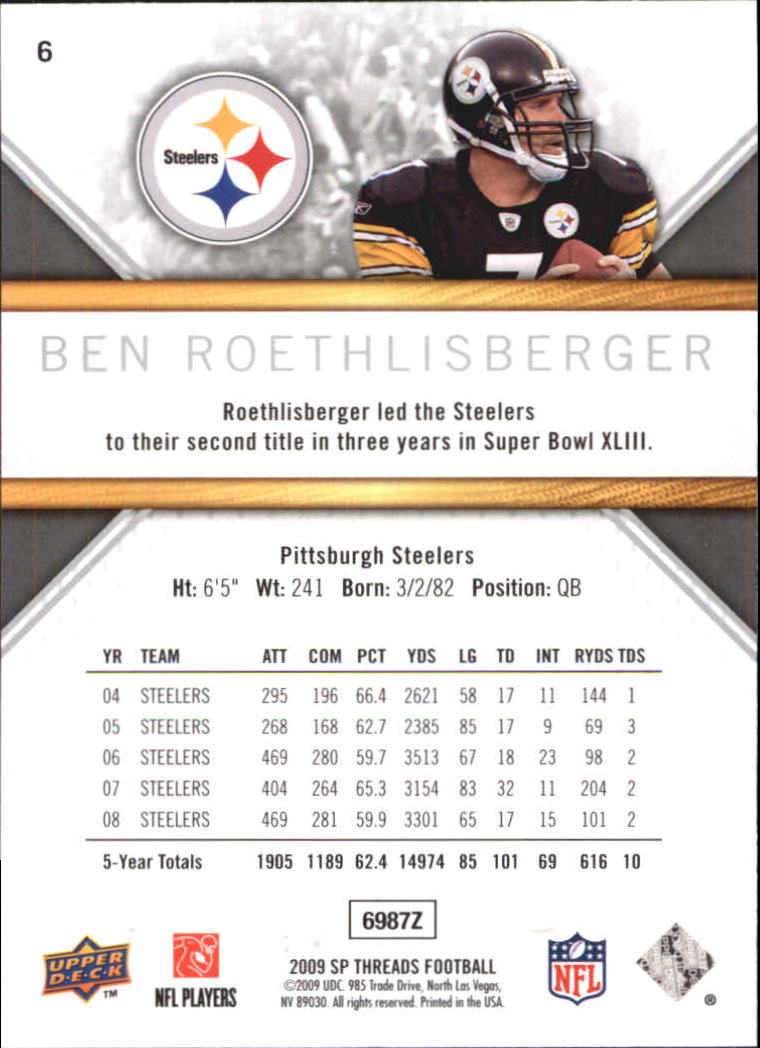 2009 SP Threads #6 Ben Roethlisberger back image