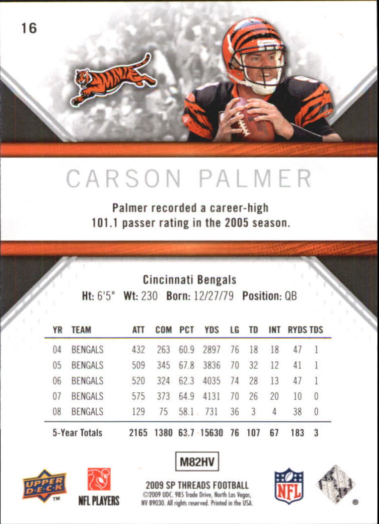 2009 SP Threads #16 Carson Palmer back image