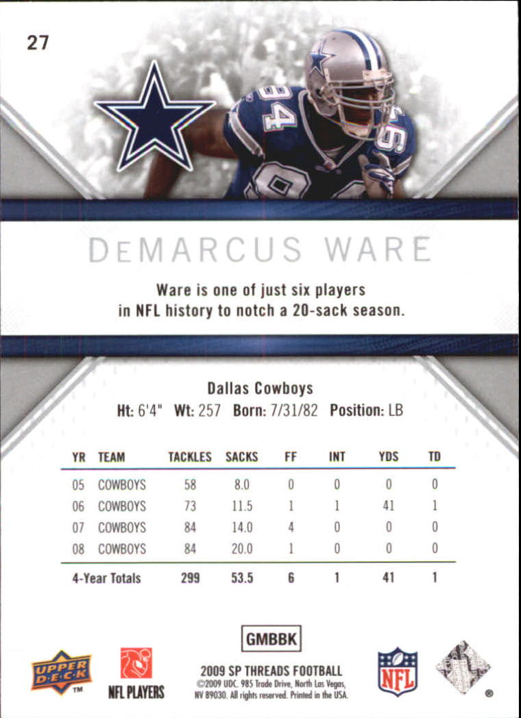 2009 SP Threads #27 DeMarcus Ware back image