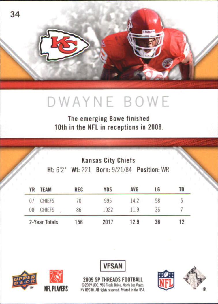 2009 SP Threads #34 Dwayne Bowe back image