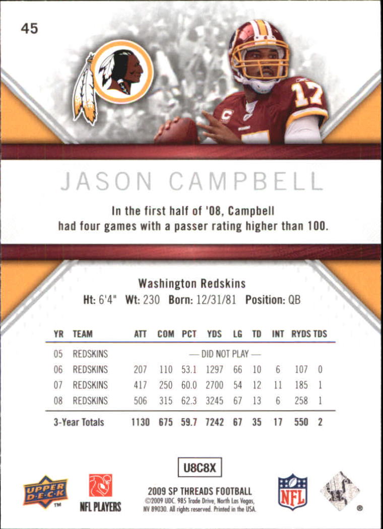 2009 SP Threads #45 Jason Campbell back image