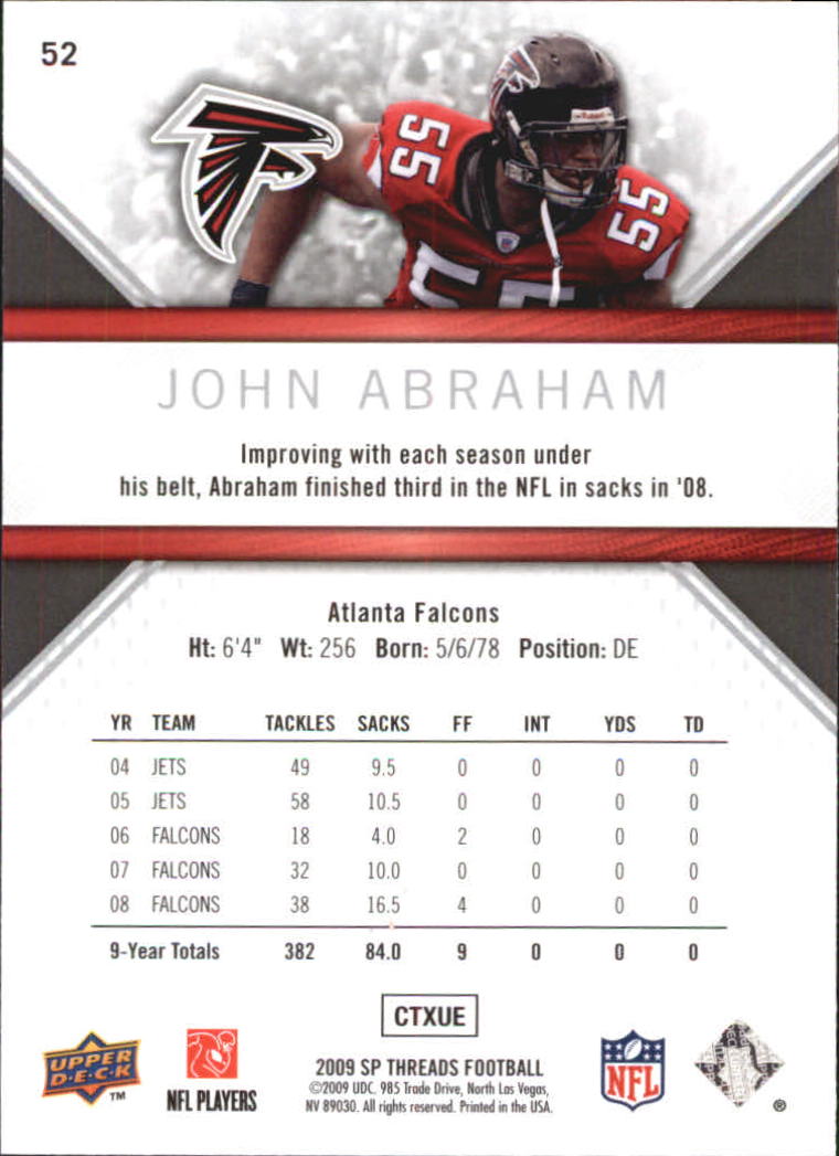 2009 SP Threads #52 John Abraham back image