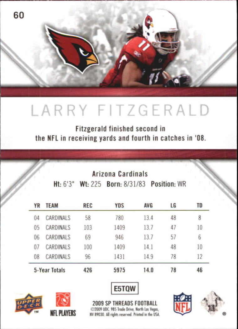 2009 SP Threads #60 Larry Fitzgerald back image