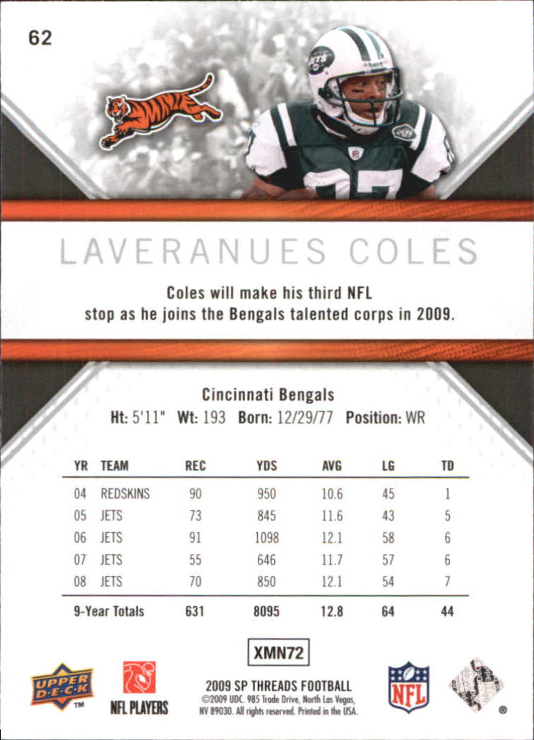 2009 SP Threads #62 Laveranues Coles back image