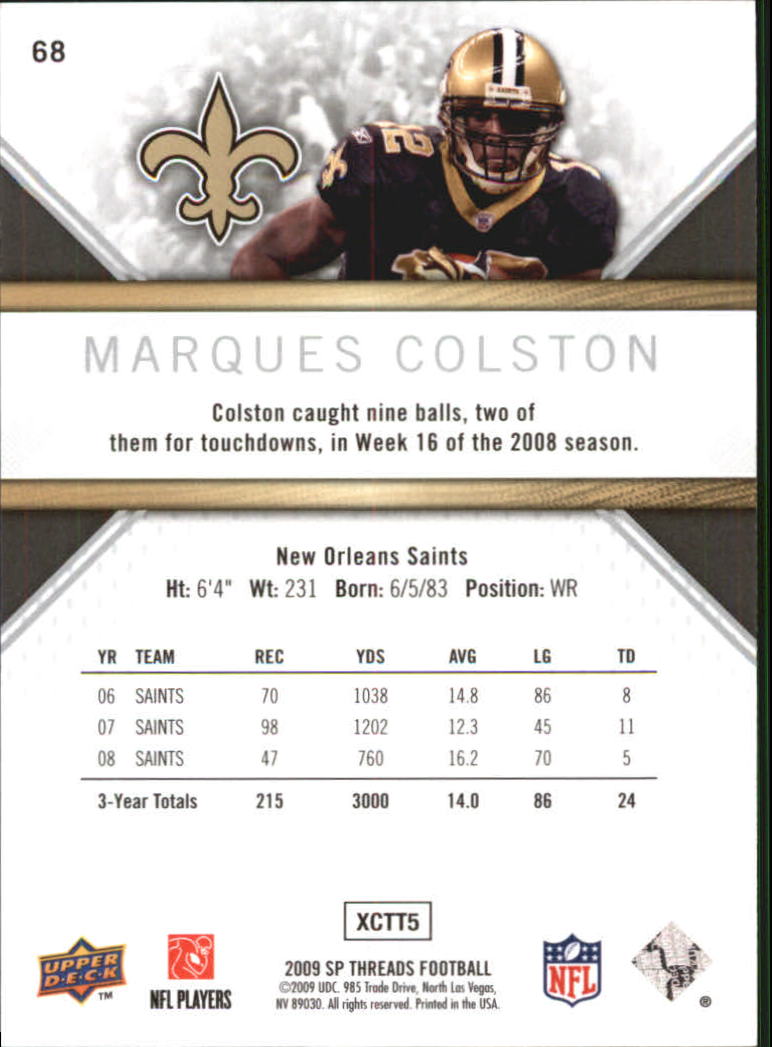 2009 SP Threads #68 Marques Colston back image