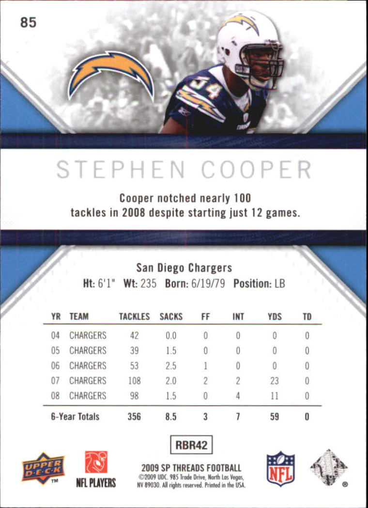 2009 SP Threads #85 Stephen Cooper RC back image