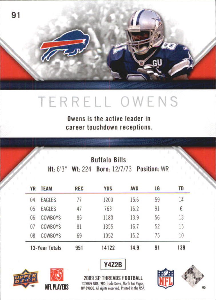 2009 SP Threads #91 Terrell Owens back image