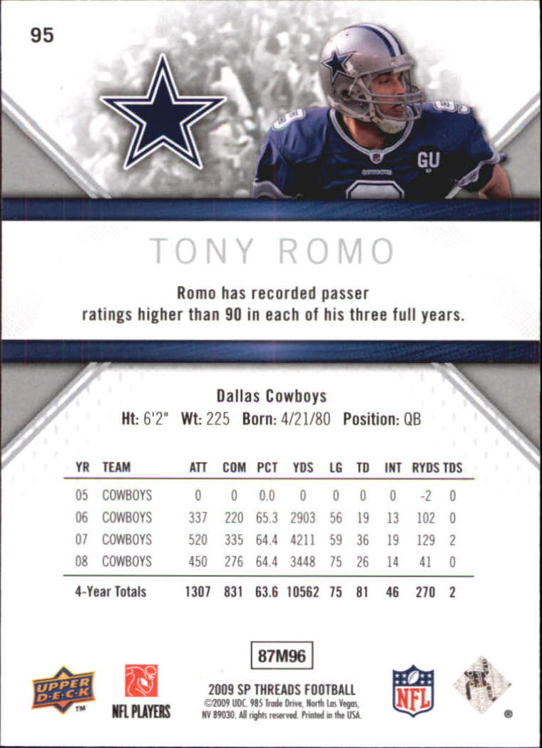 2009 SP Threads #95 Tony Romo back image