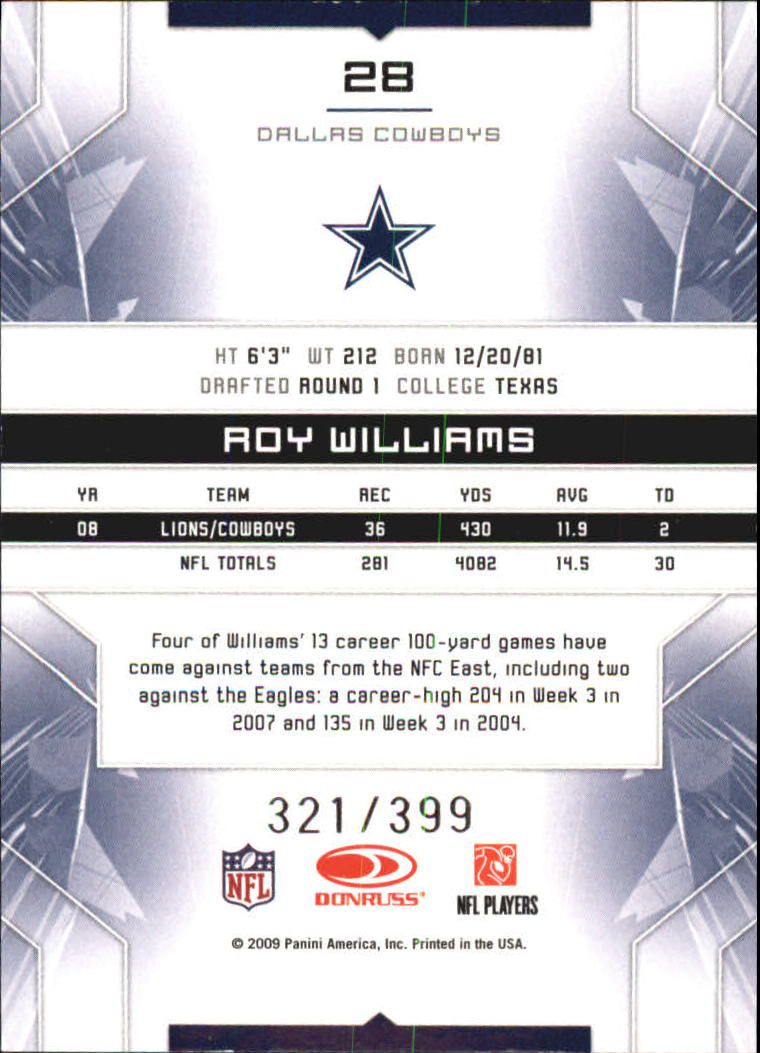 2009 Limited #28 Roy Williams WR back image