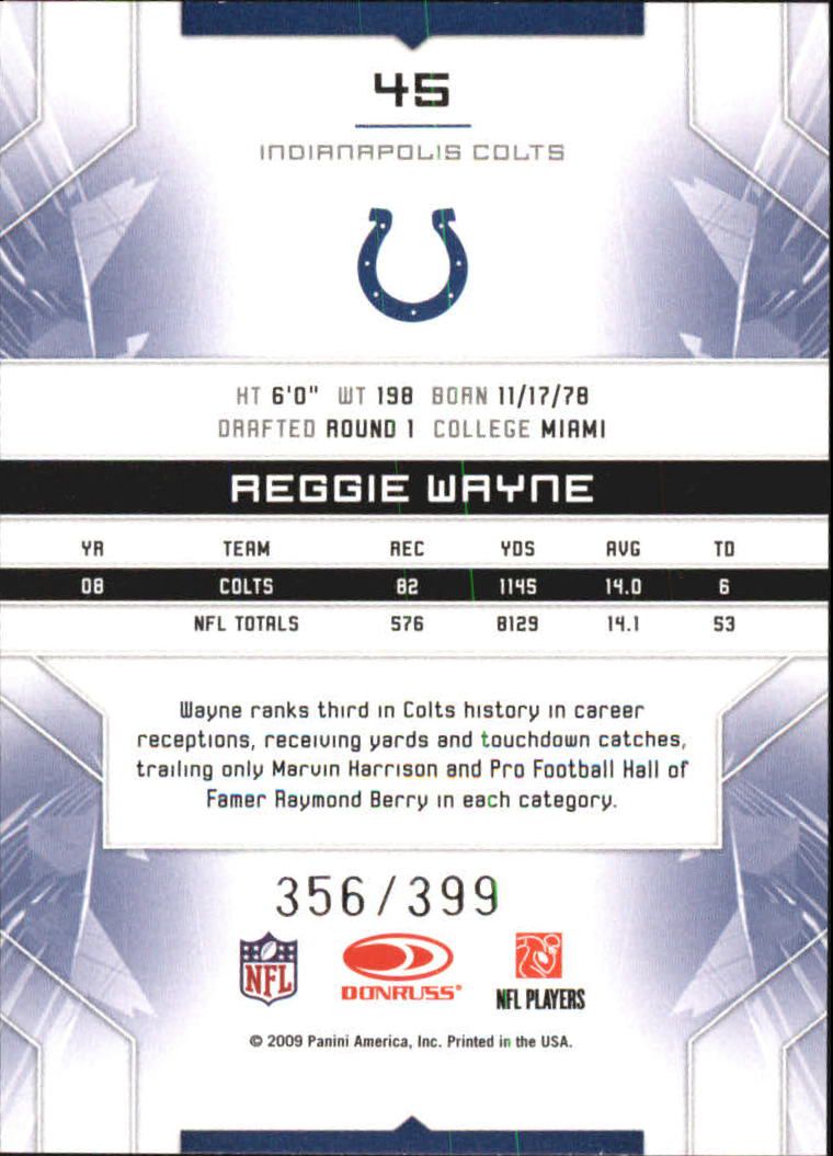 2009 Limited #45 Reggie Wayne back image