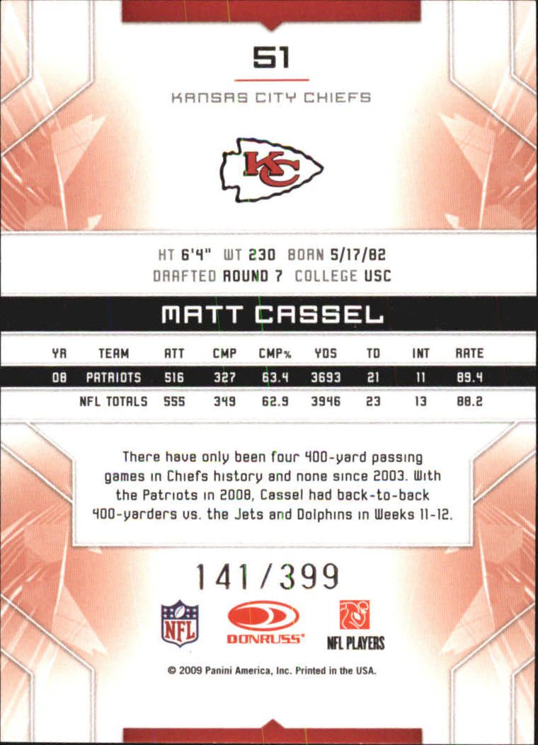 2009 Limited #51 Matt Cassel back image