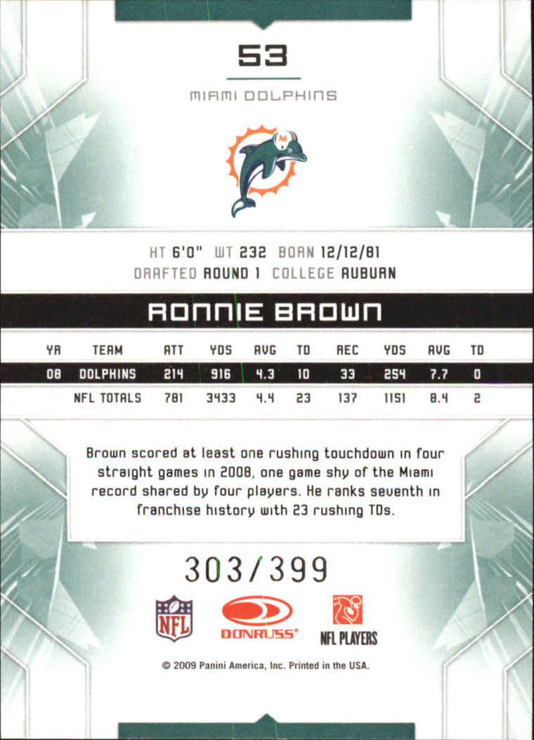 2009 Limited #53 Ronnie Brown back image