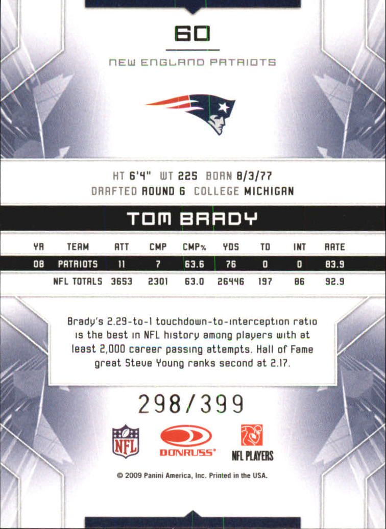 2009 Limited #60 Tom Brady back image