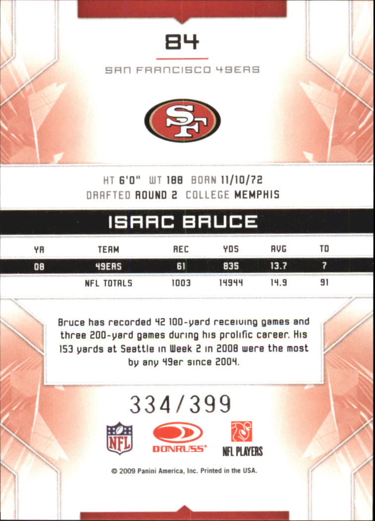 2009 Limited #84 Isaac Bruce back image