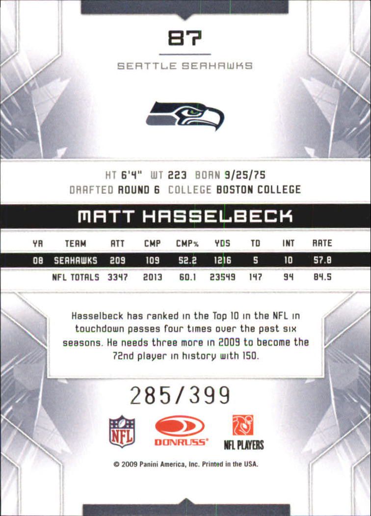 2009 Limited #87 Matt Hasselbeck back image