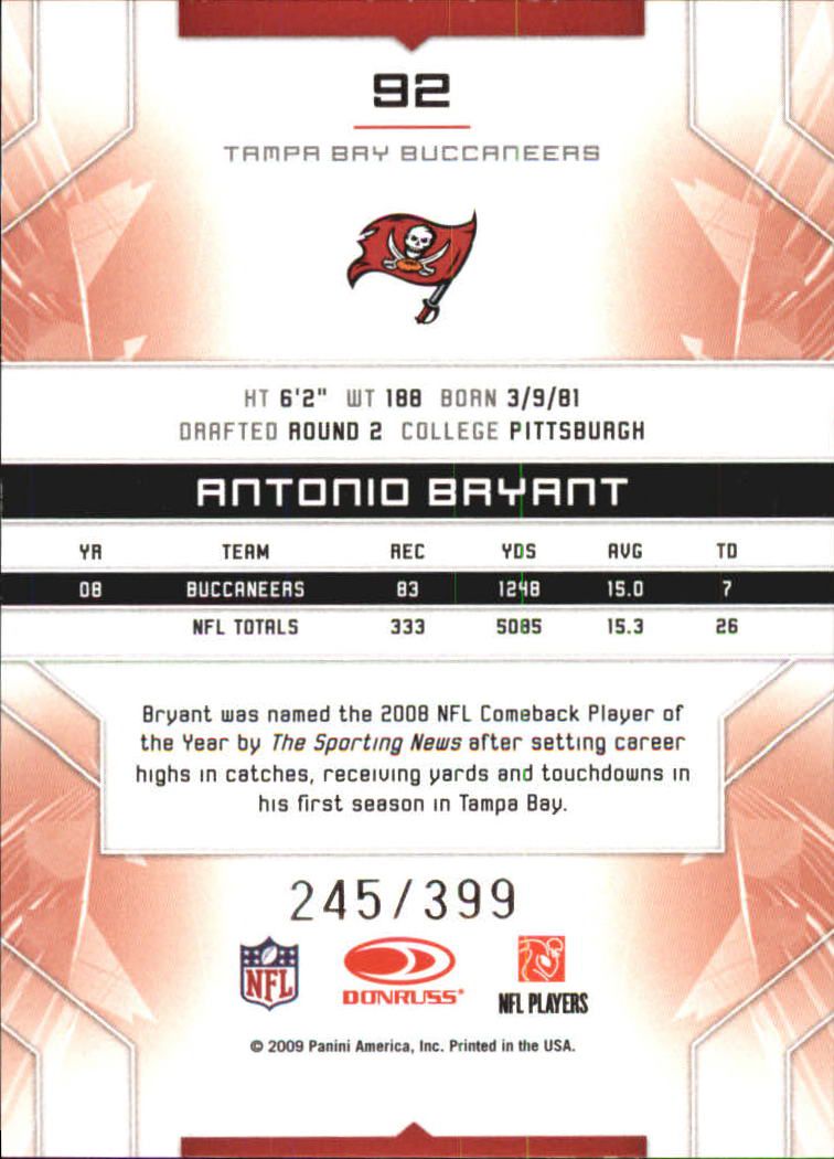 2009 Limited #92 Antonio Bryant back image