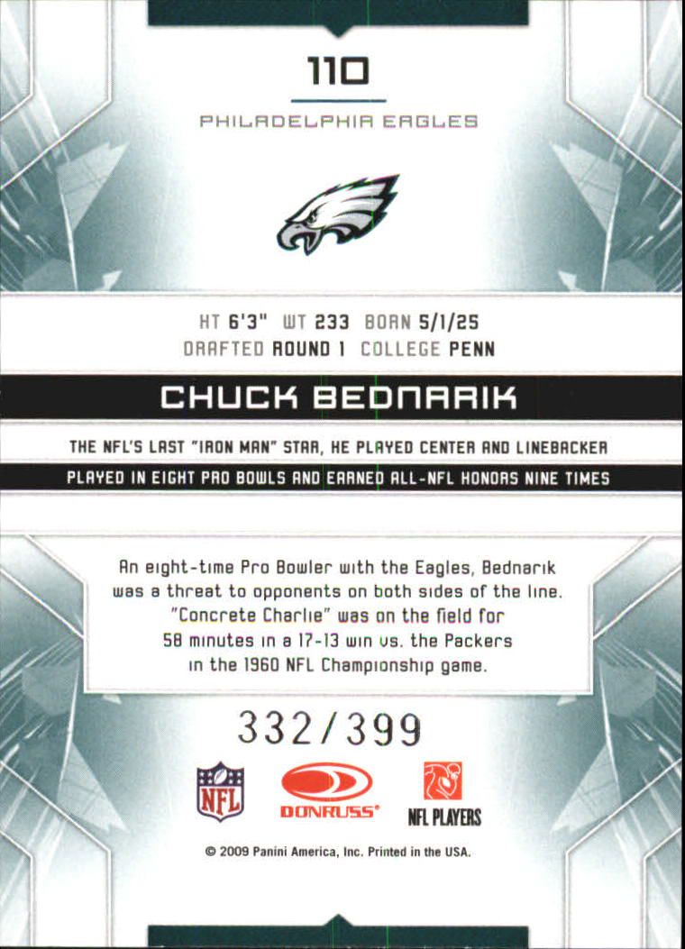 2009 Limited #110 Chuck Bednarik back image