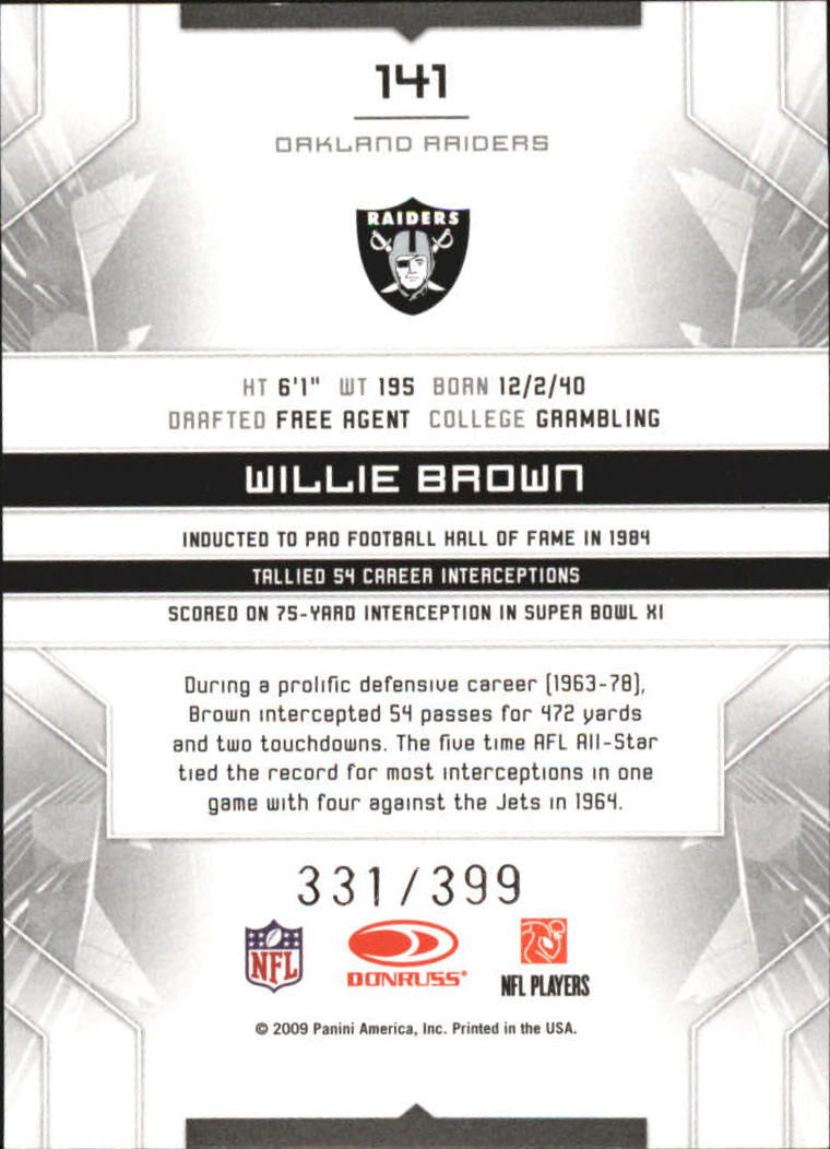 2009 Limited #141 Willie Brown back image