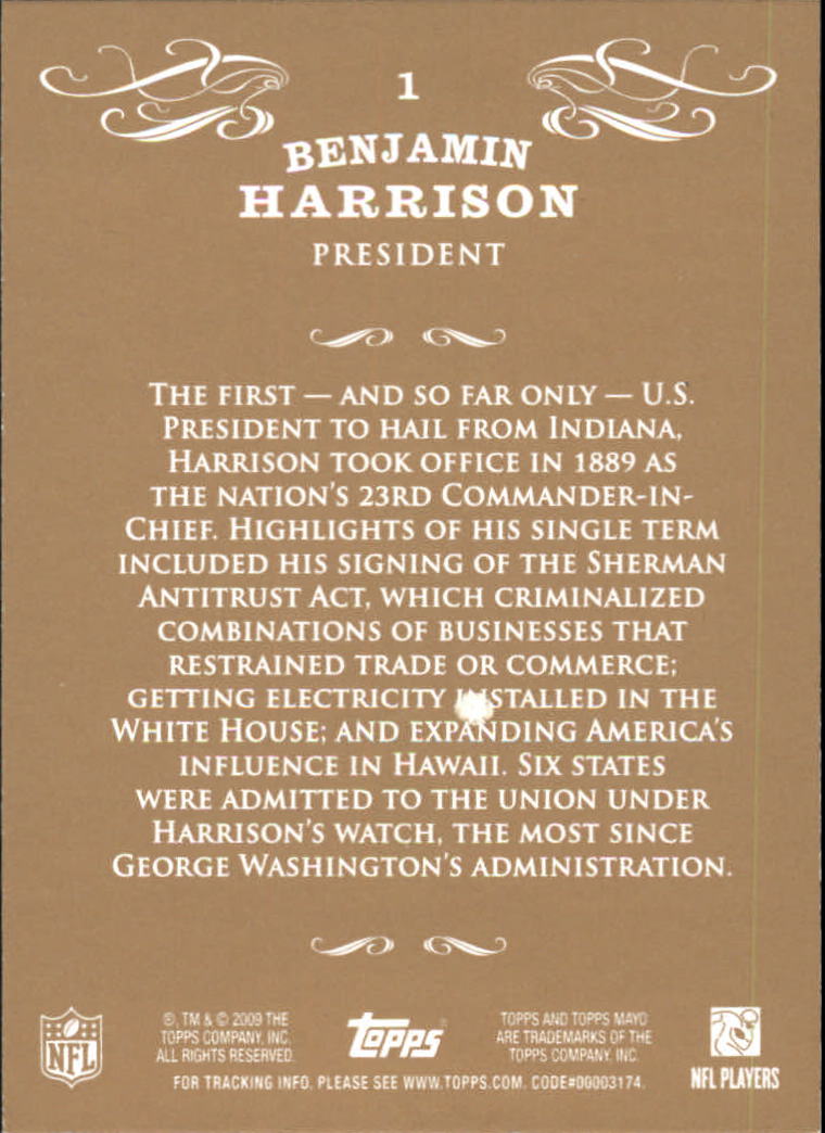 2009 Topps Mayo #1 Benjamin Harrison Pres. back image