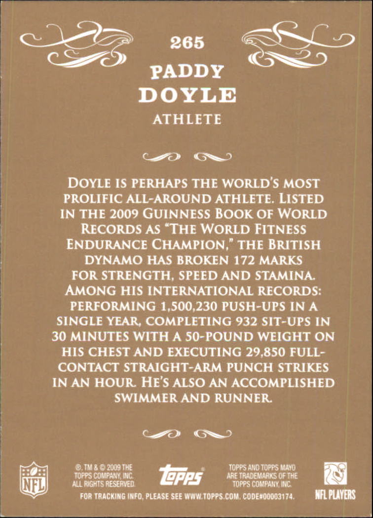 2009 Topps Mayo #265 Paddy Doyle athlete back image