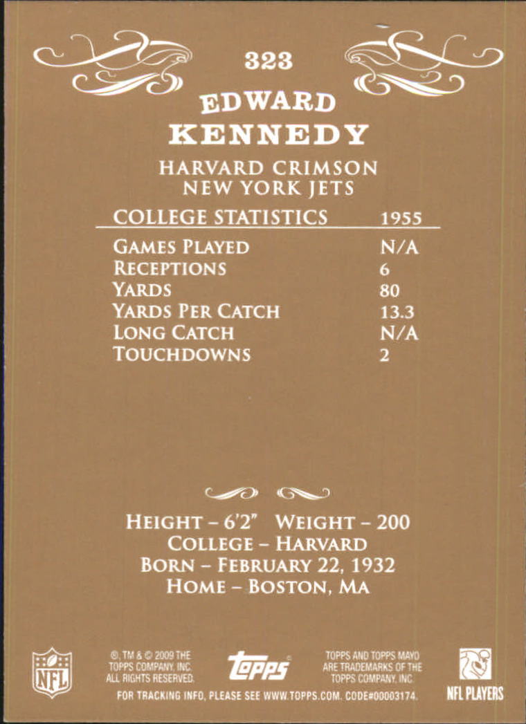 2009 Topps Mayo #323 Ted Kennedy back image