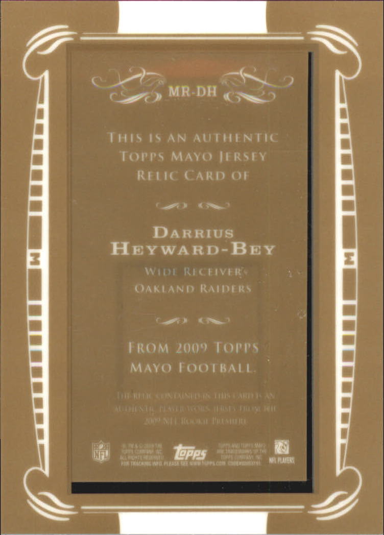 2009 Topps Mayo Relics #MRDH Darrius Heyward-Bey C back image