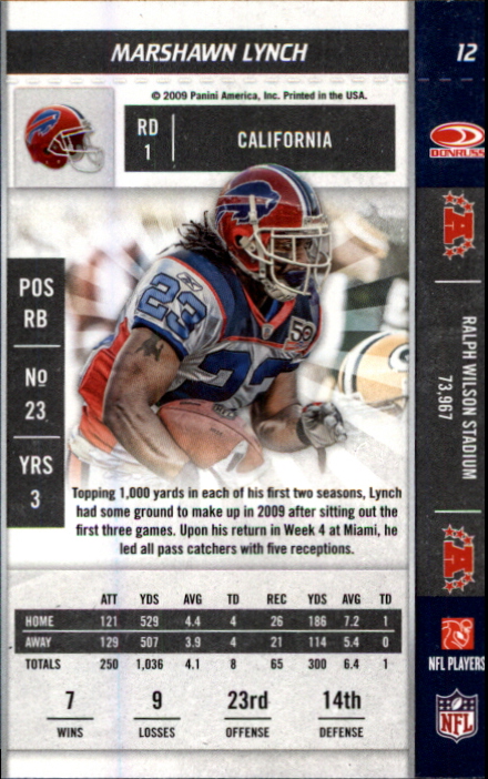 2009 Playoff Contenders #12 Marshawn Lynch back image