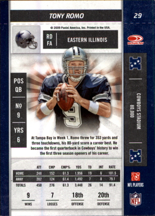 2009 Playoff Contenders #29 Tony Romo back image