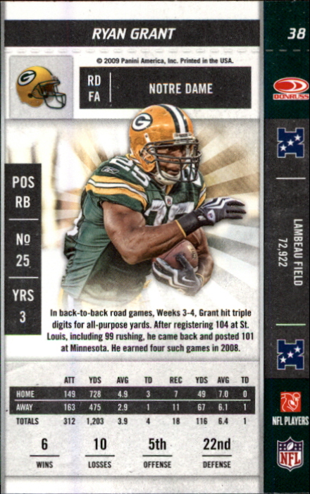2009 Playoff Contenders #38 Ryan Grant back image
