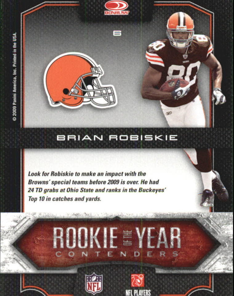 2009 Playoff Contenders ROY Contenders #6 Brian Robiskie back image