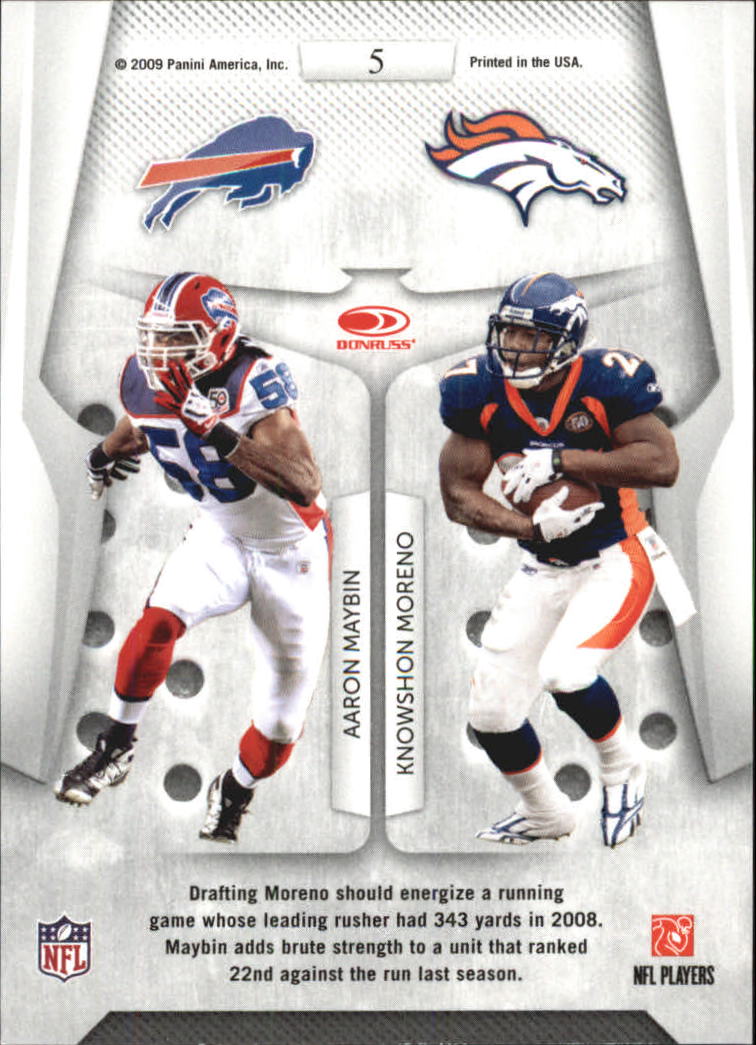 2009 Playoff Contenders Round Numbers #5 Aaron Maybin/Knowshon Moreno back image