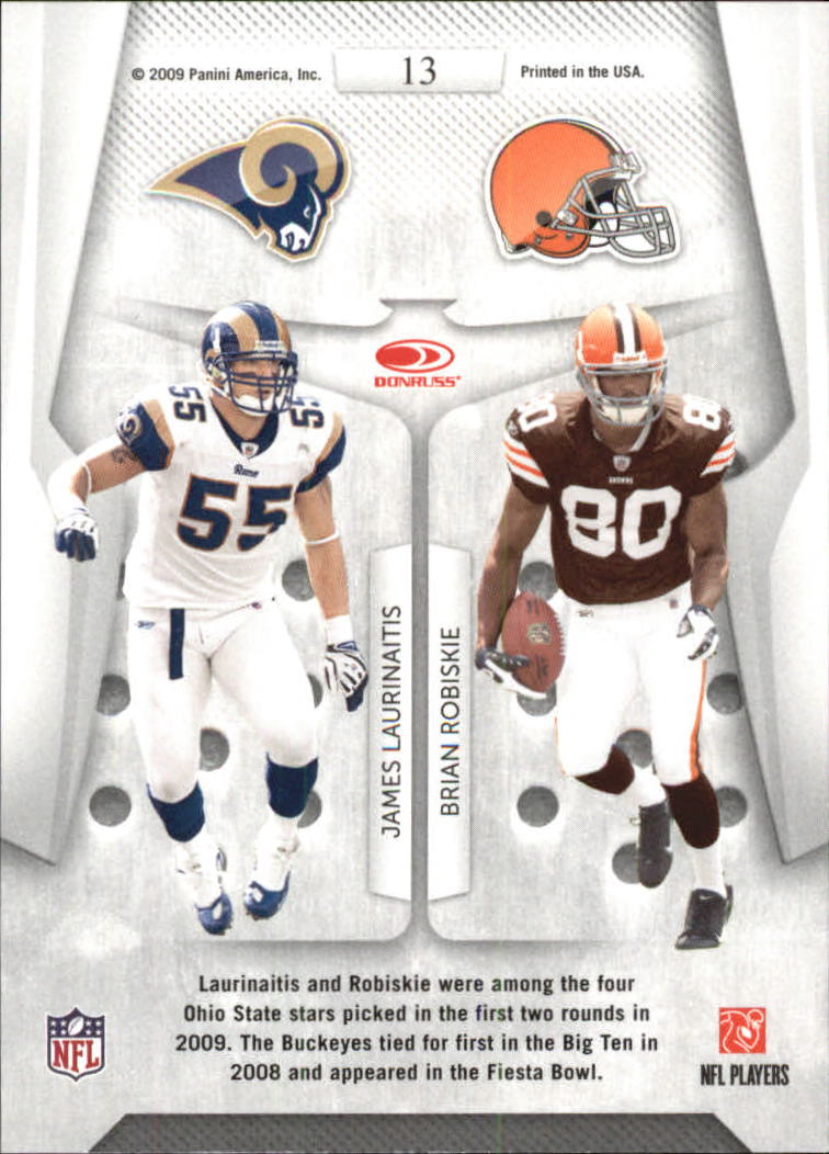 2009 Playoff Contenders Round Numbers #13 James Laurinaitis/Brian Robiskie back image