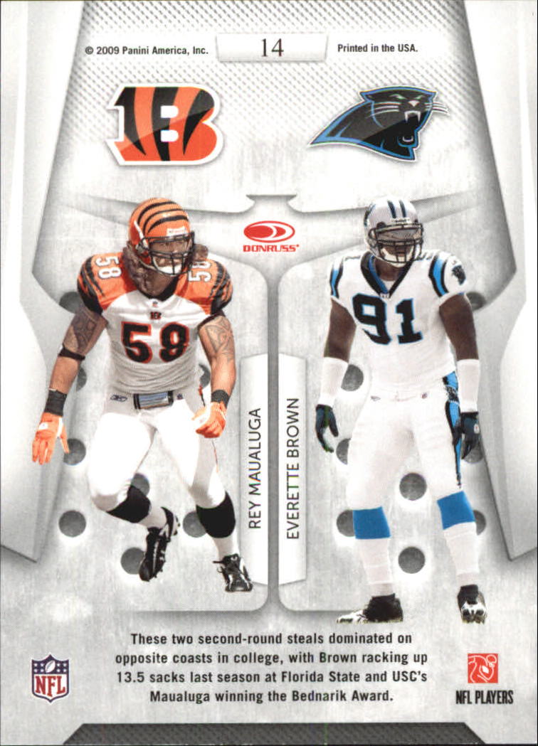 2009 Playoff Contenders Round Numbers #14 Rey Maualuga/Everette Brown back image