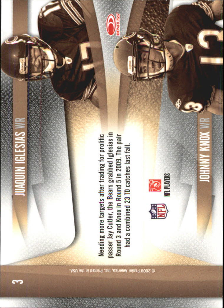 2009 Playoff Contenders Draft Class #3 Juaquin Iglesias/Johnny Knox back image