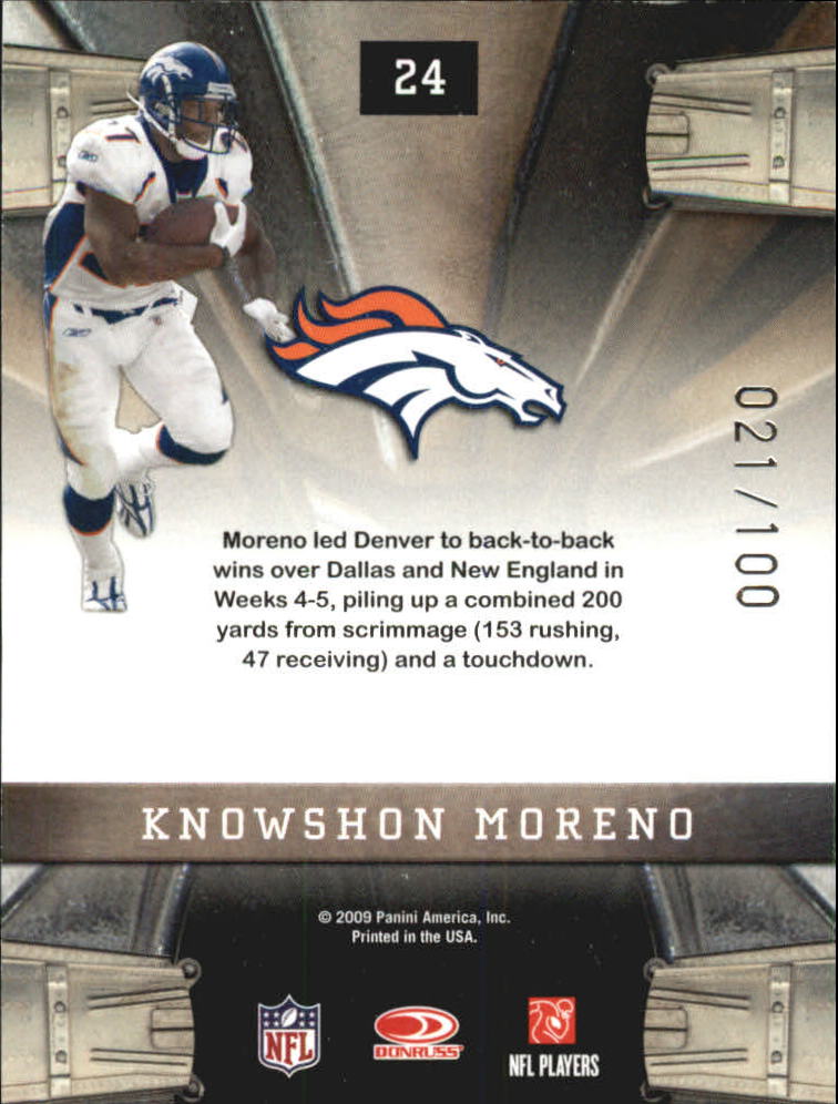 2009 Playoff Contenders Rookie Roll Call Gold #24 Knowshon Moreno back image