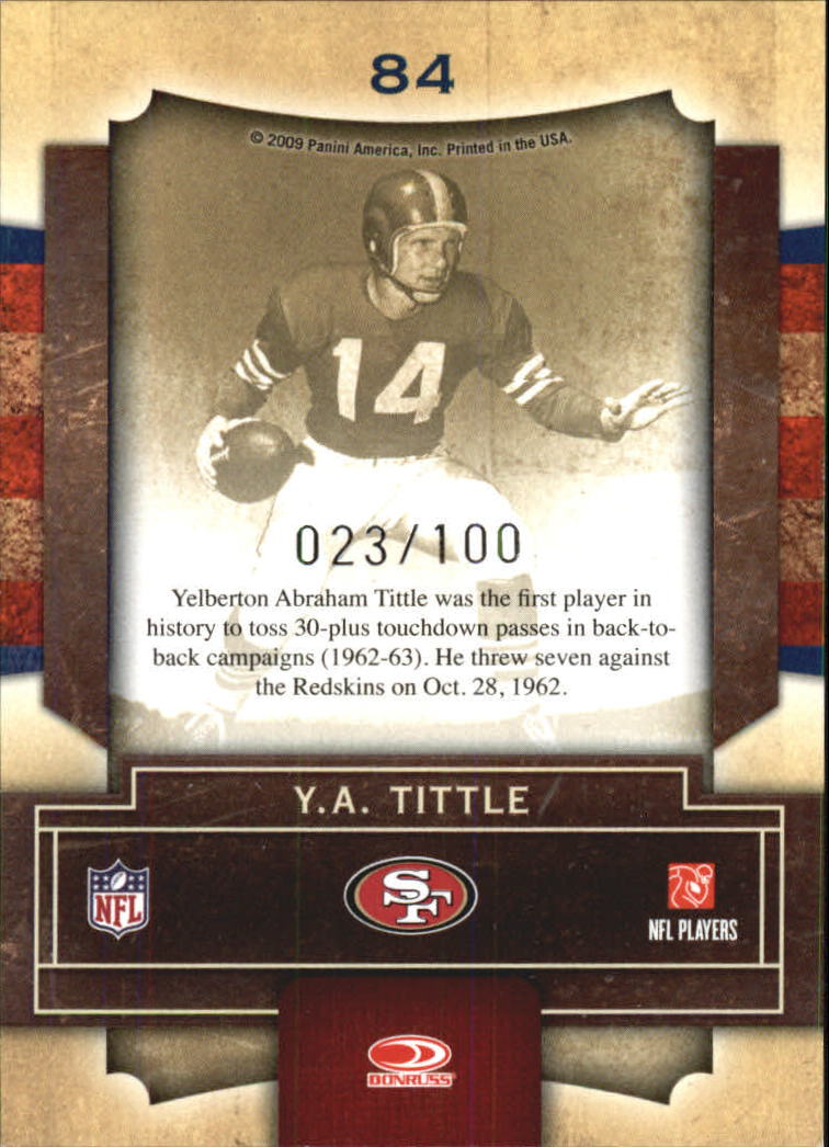 2009 Playoff Contenders Legendary Contenders Gold #84 Y.A. Tittle back image