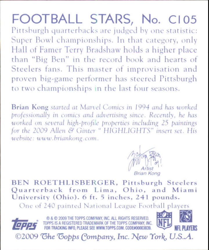2009 Topps National Chicle Mini #105 Ben Roethlisberger back image