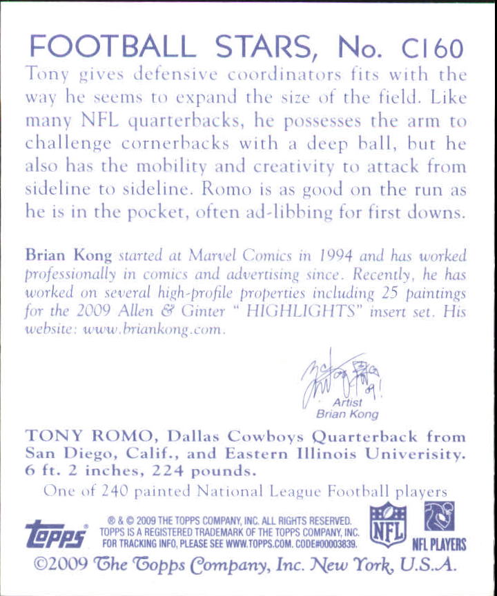 2009 Topps National Chicle Mini #160 Tony Romo back image