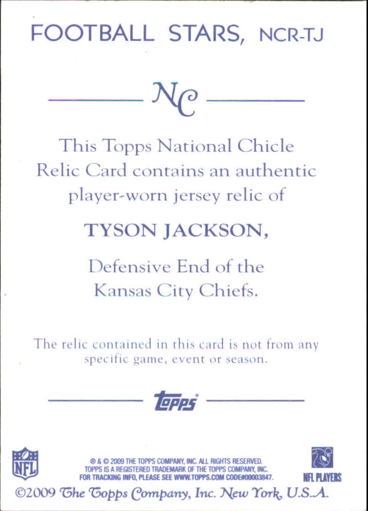 2009 Topps National Chicle Relics #NCRTJ Tyson Jackson B back image
