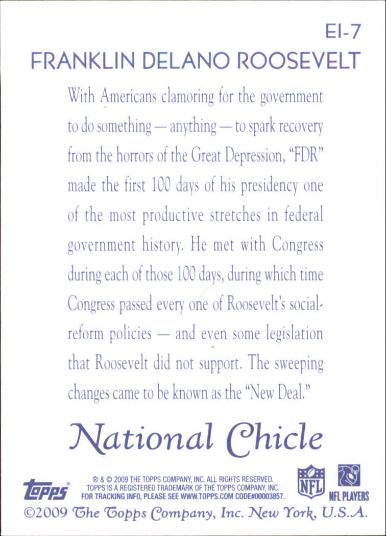 2009 Topps National Chicle Era Icons #EI7 Franklin D. Roosevelt back image