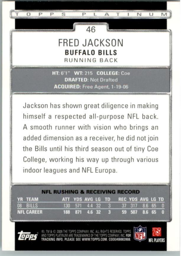 2009 Topps Platinum #46 Fred Jackson back image
